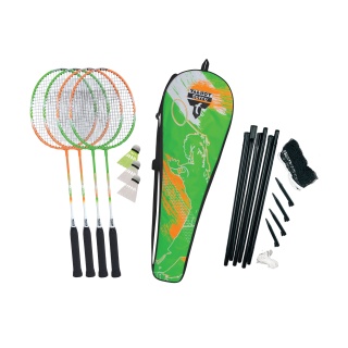 Talbot Torro Badminton Set 4-Attacker Plus (4x Schläger, 3x Bälle, 1x Netz, 1x Tasche) - 1 Set